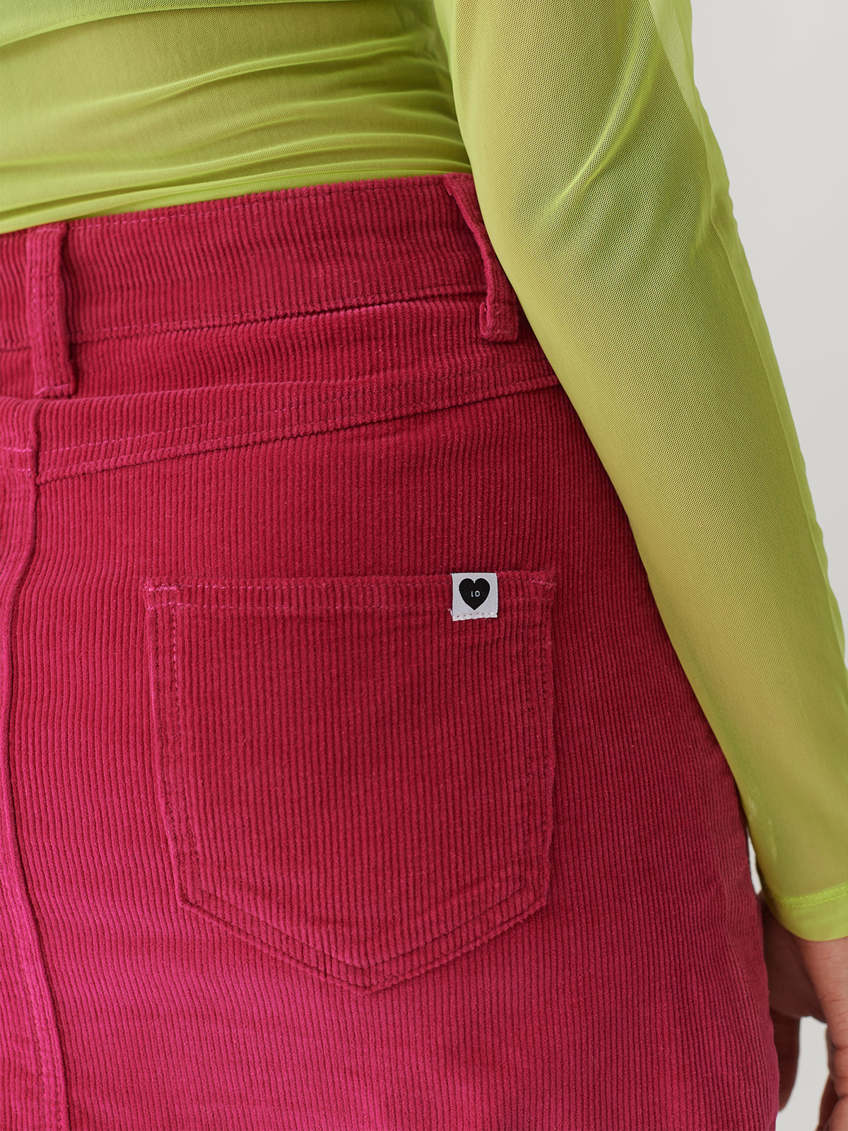 LO Button Through Skirt - Pink Cord