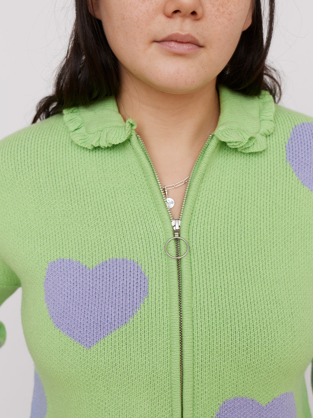 Lazy Oaf Love Me Forever Minty Zip Up Cardigan
