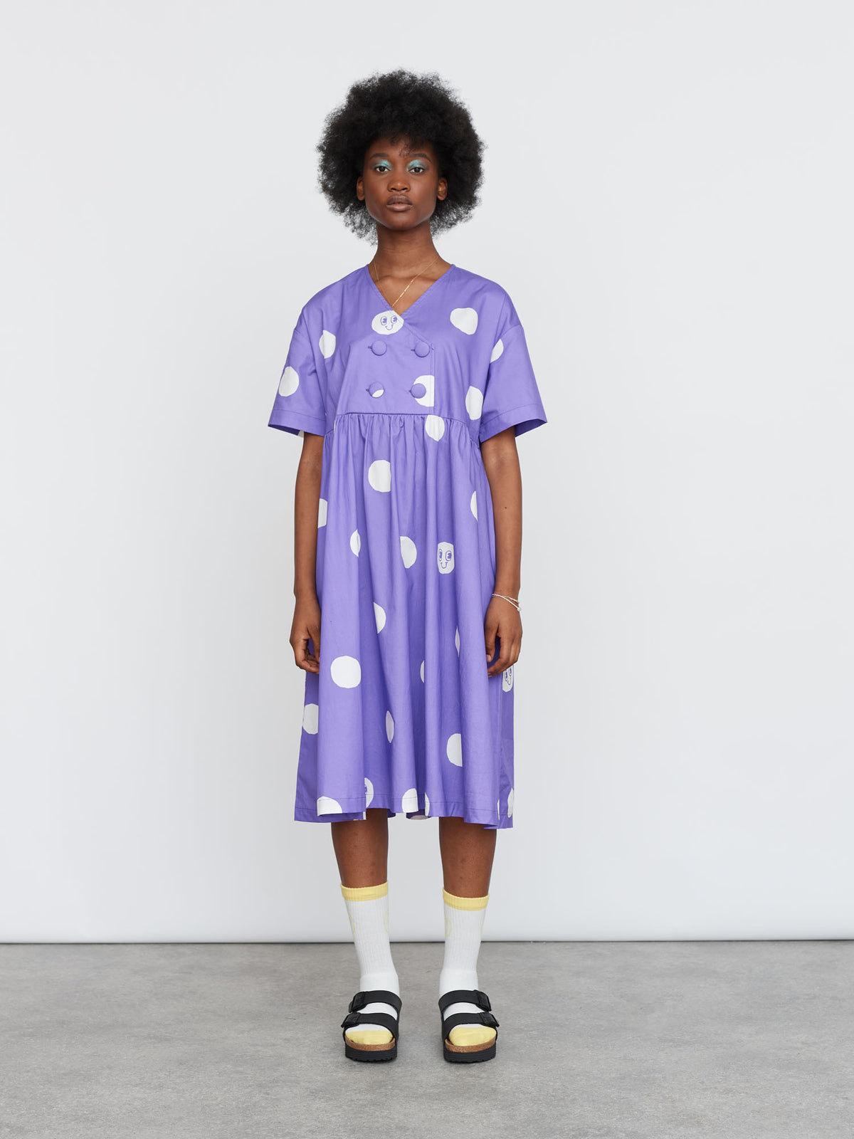 Lazy Oaf Wonky Smile Polka Dot Dress