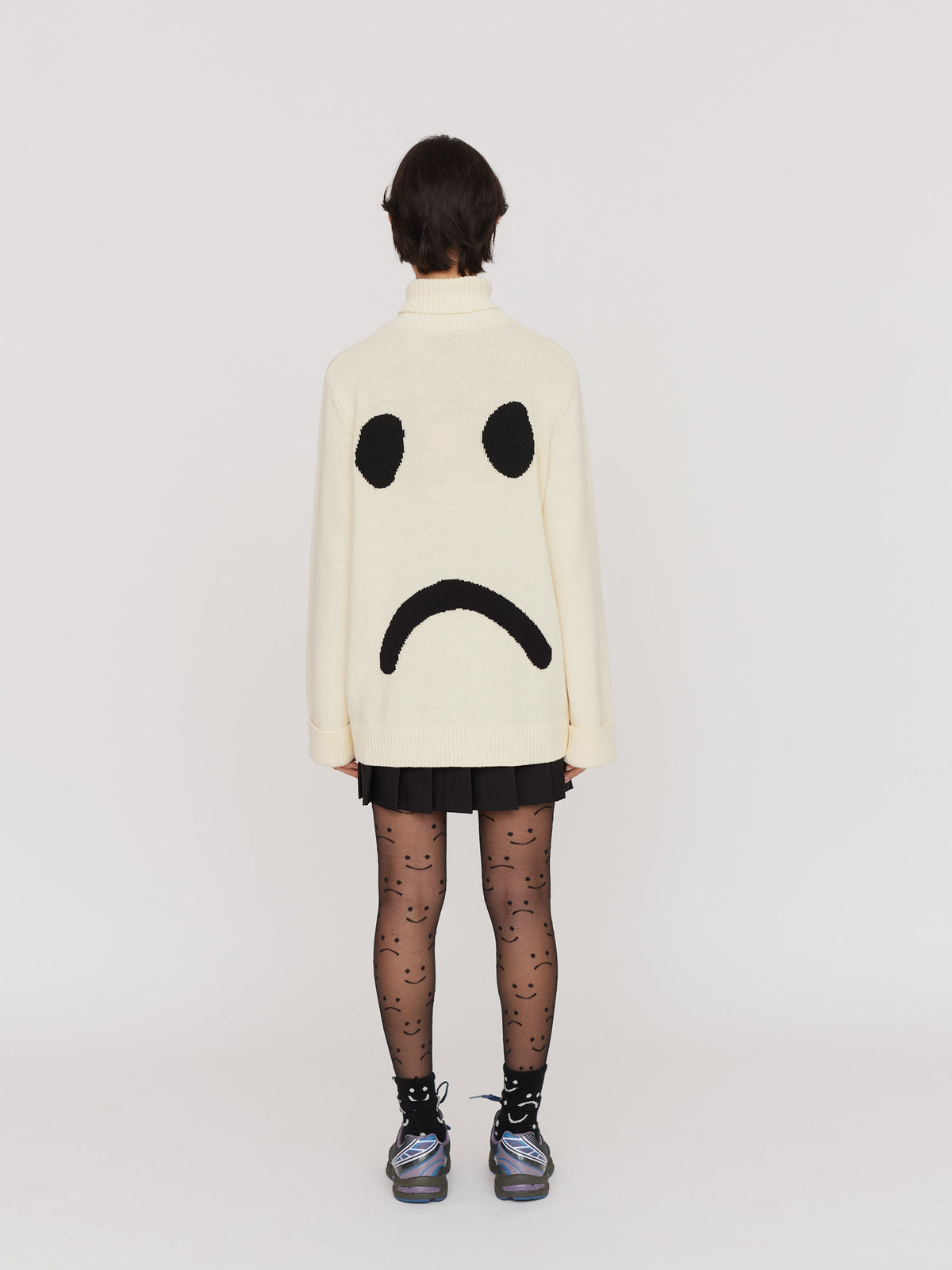 Happy Sad Roll Neck Knitted Jumper