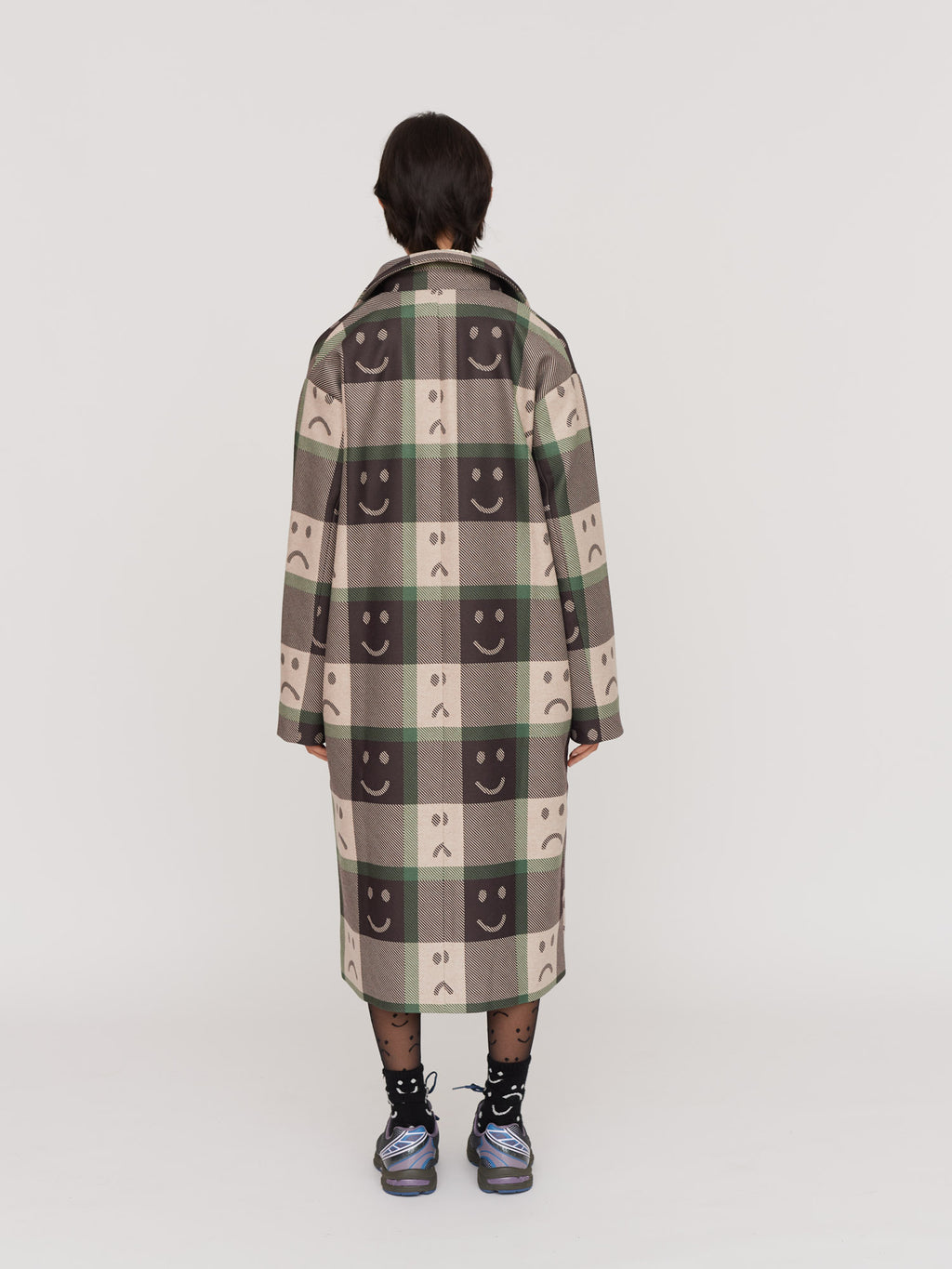 Happy Sad Check Coat