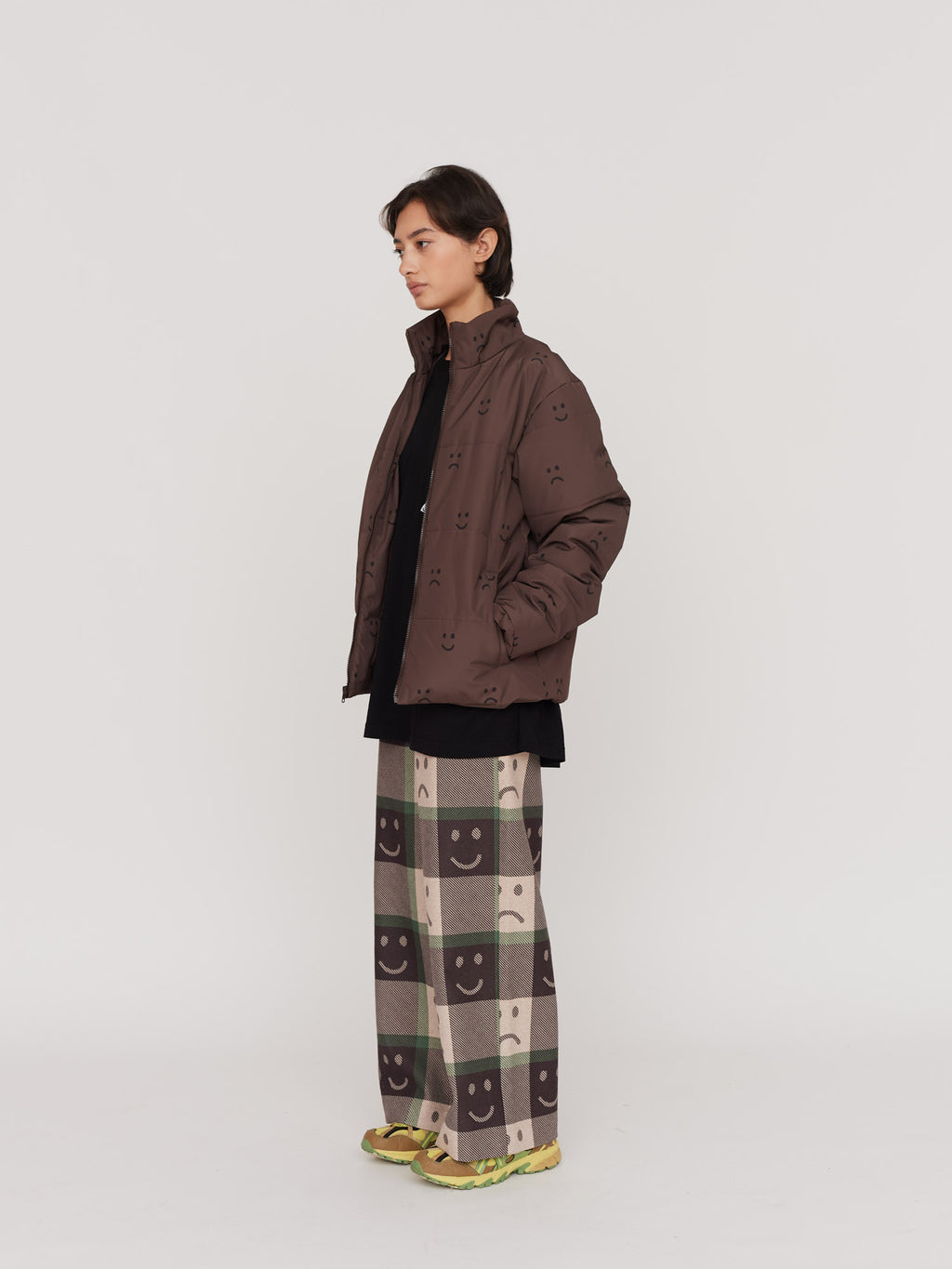 Happy Sad Brown Puffer Jacket