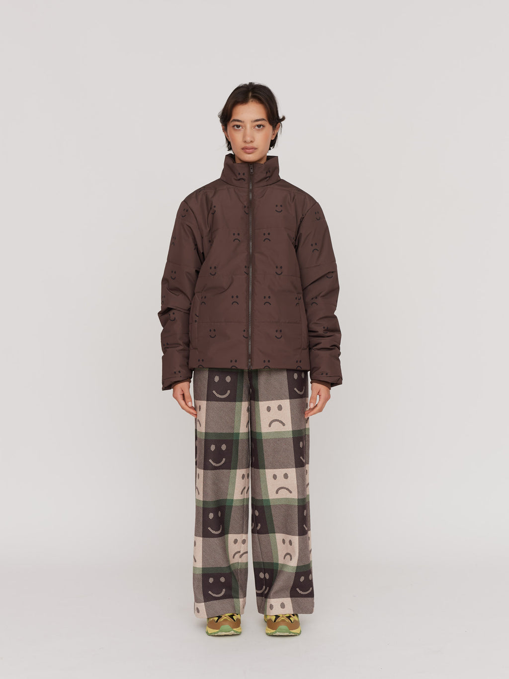 Happy Sad Brown Puffer Jacket