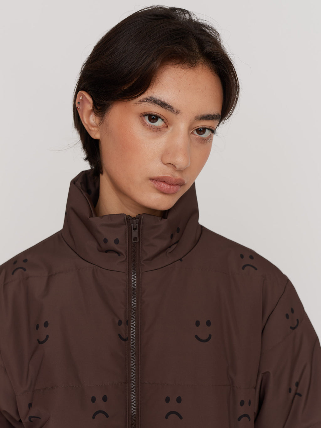 Happy Sad Brown Puffer Jacket