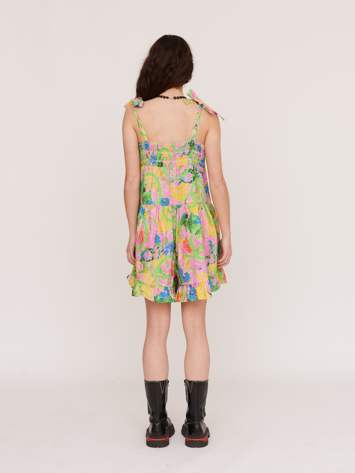 Acid Floral Smock Romper