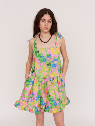 Acid Floral Smock Romper