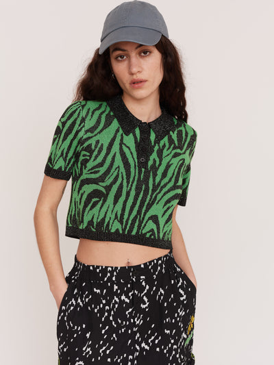 Lazy Tiger Knitted Polo Top