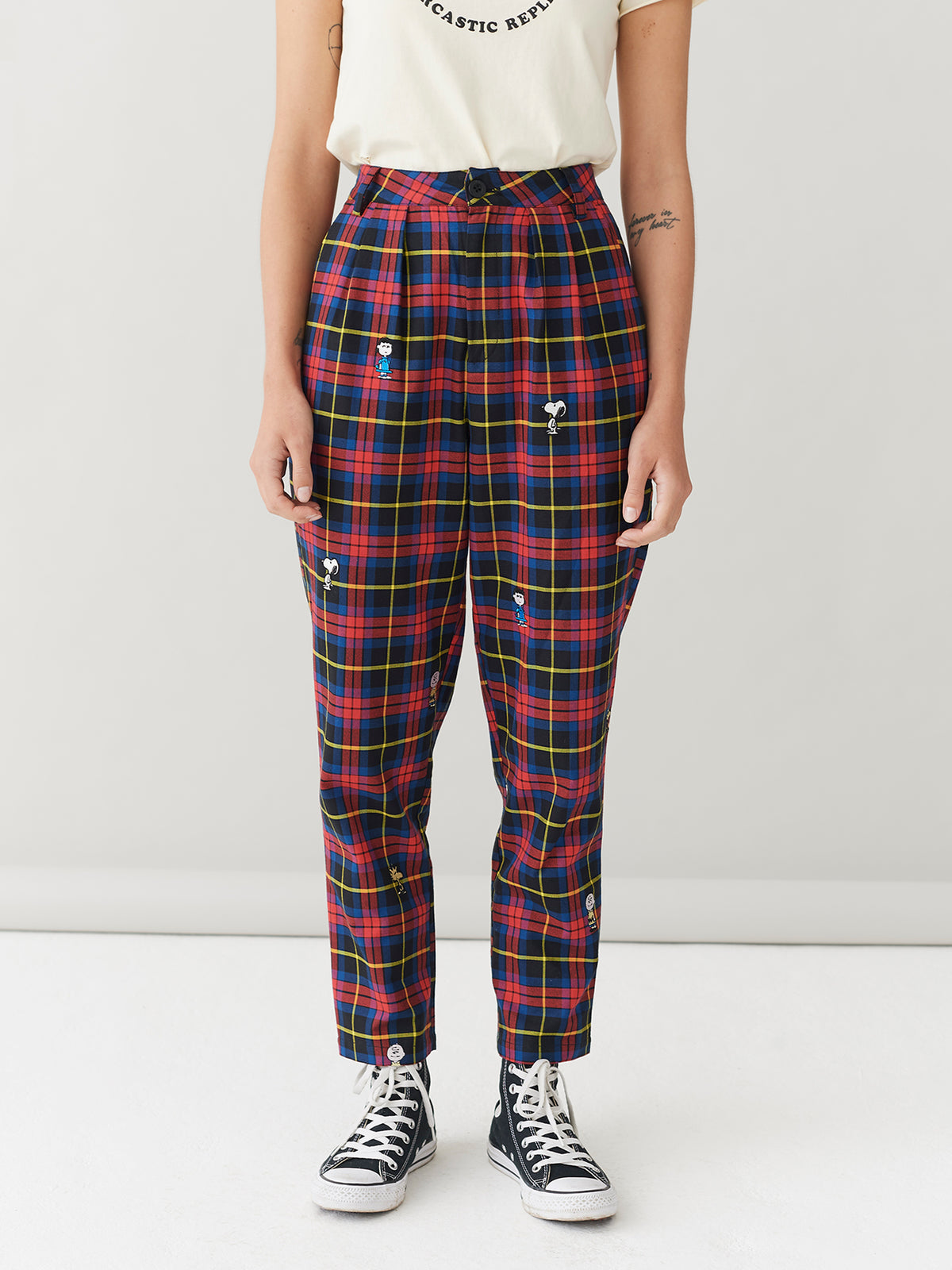 Lazy Oaf x Peanuts Character Repeat Check Pants
