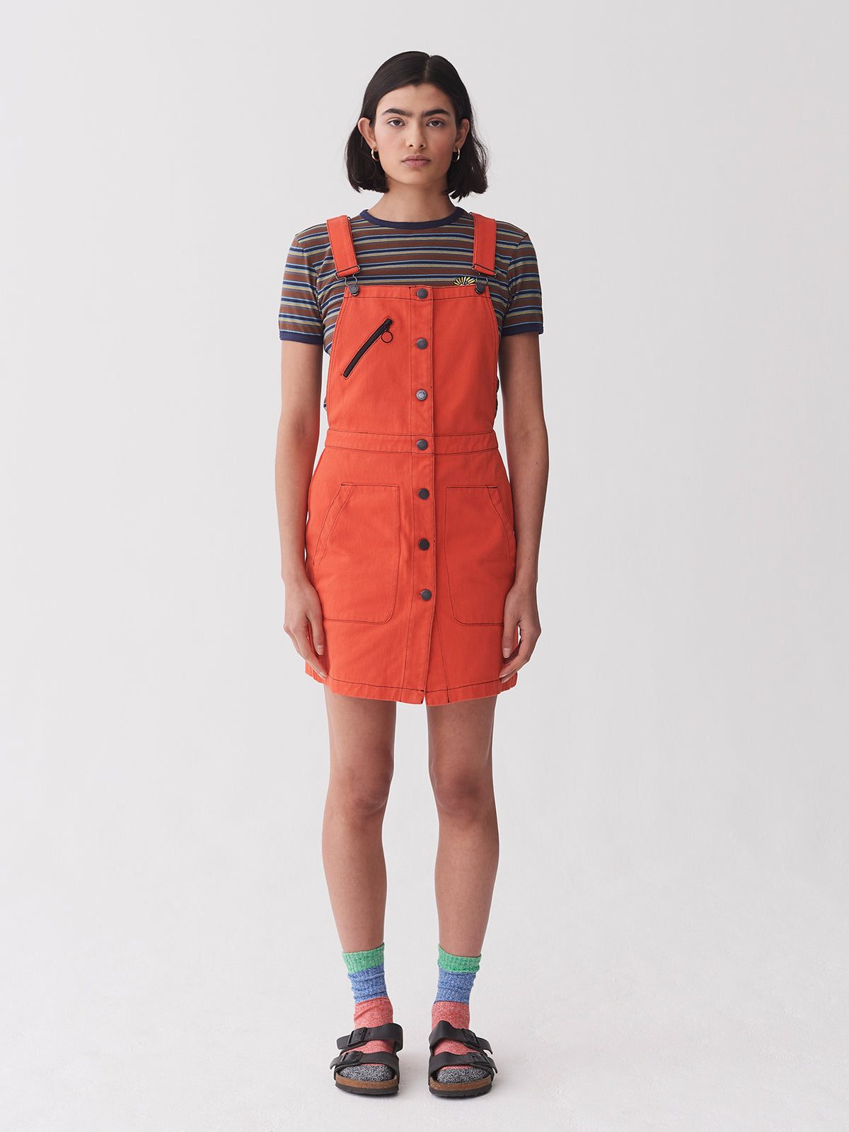 Lazy Oaf Orange Workwear Pinafore Dress
