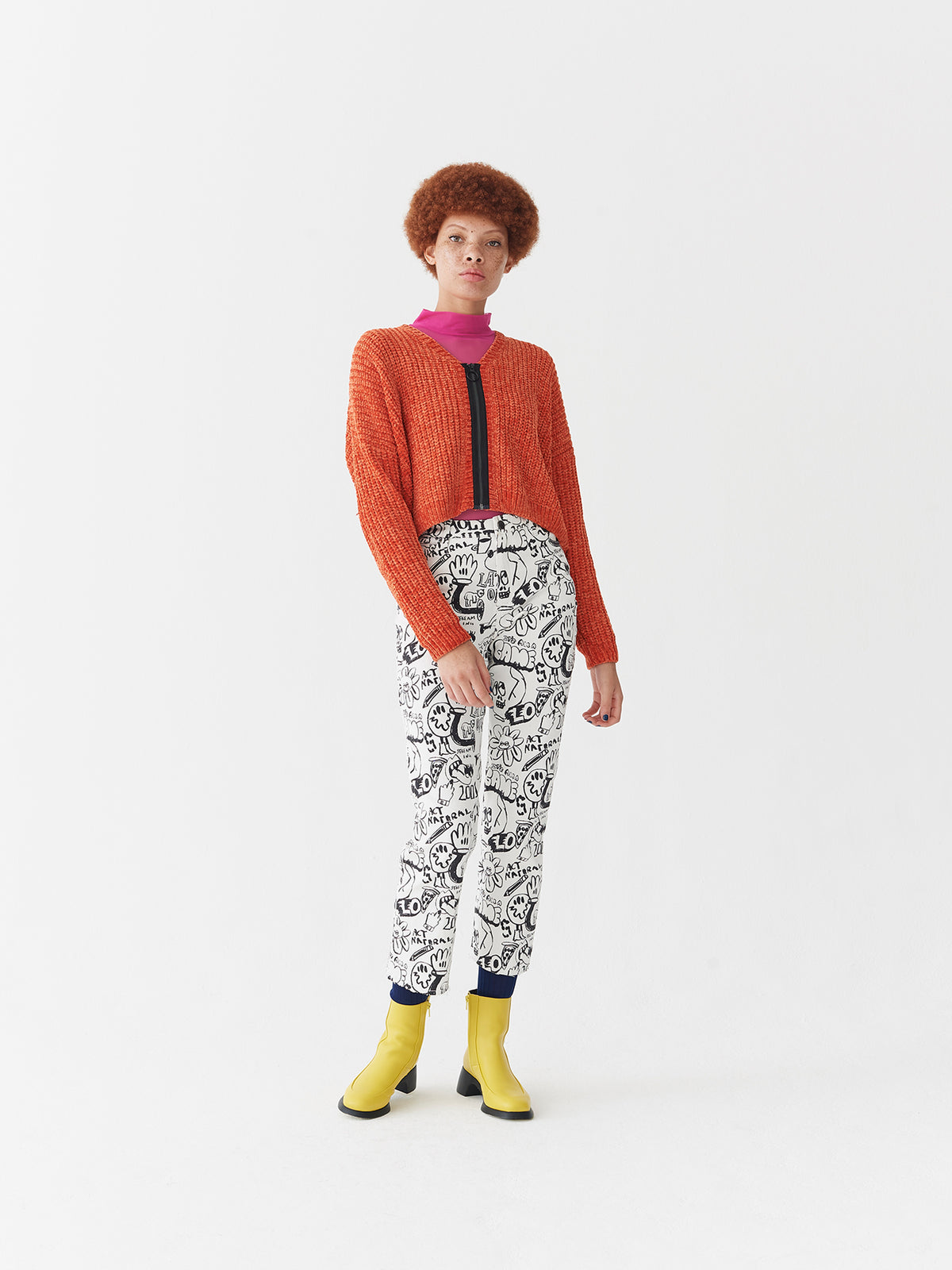 Lazy Oaf Orange Zip Up Cardigan