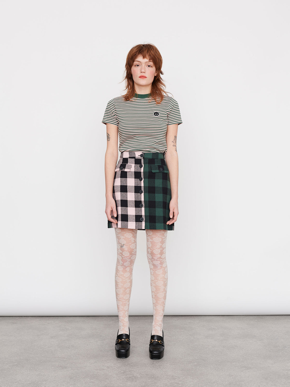 Lazy Oaf Curator Check Midi Skirt